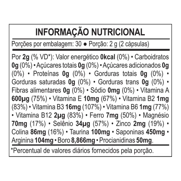 Informação nutricional AERA40+ Vita